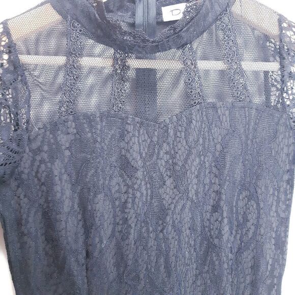Black Lace Sweetheart Mock Neck Fit & Flare Dress - Picture 9 of 13